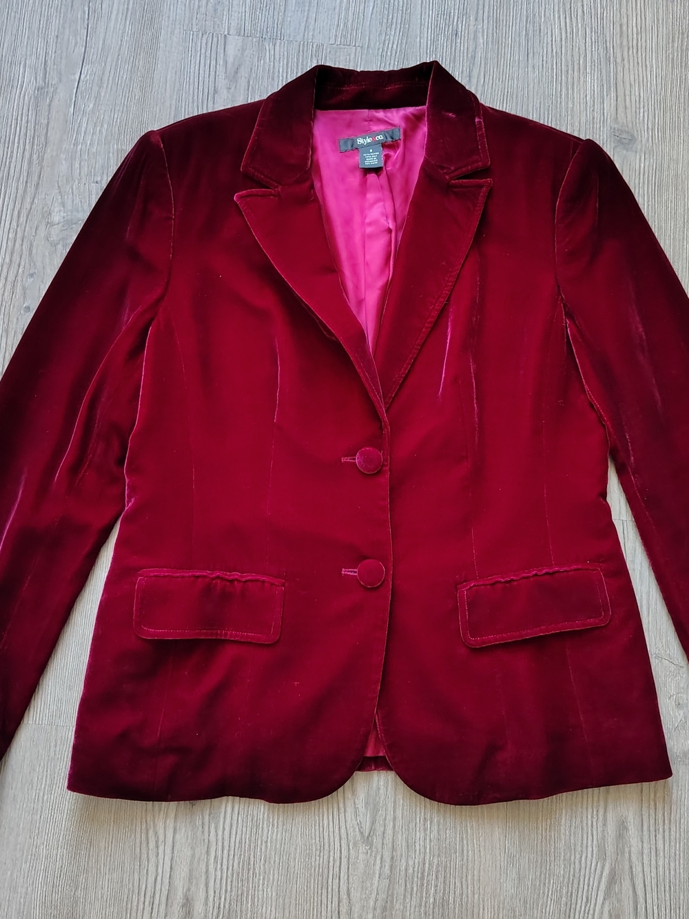 Style & Co. Women's Satin Red + Black Button Blazer Silk Lined Size 8 Gorpcore